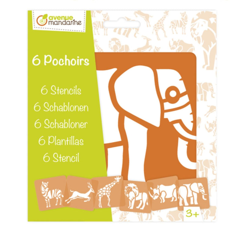 Avenue Mandarine - Savannah Animal Stencils (Set of 6) | 15 x 15 cm