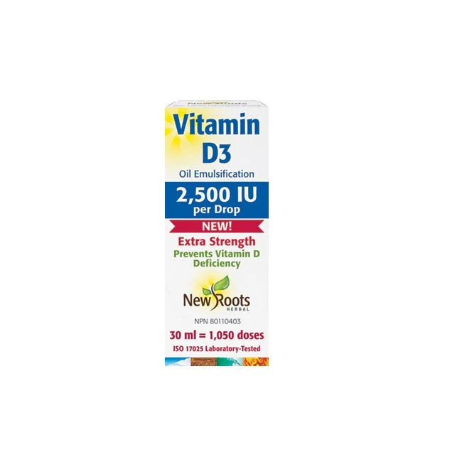 New Roots Herbal - Vitamin D3 2500 IU Extra Strength - Liquid 30 mL
