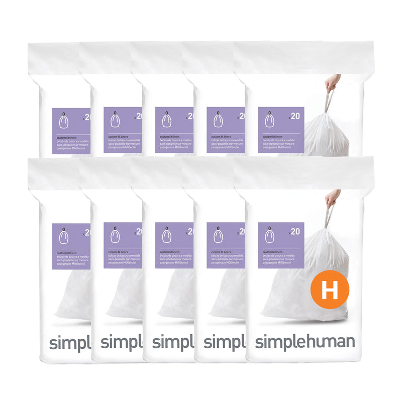 simplehuman Code H Trash Liners CW0573, 30–35 L, 200 Count