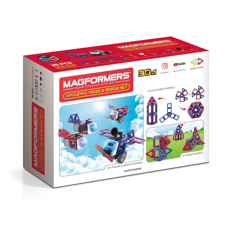 Magformers Amazing Police Rescue 26-Piece Set – box back