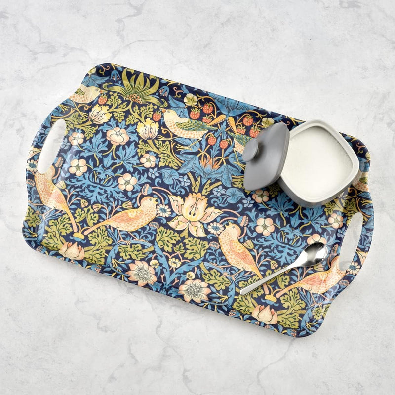 Pimpernel - Strawberry Thief Blue - Large Melamine Handled Tray 18.9 X11.6"