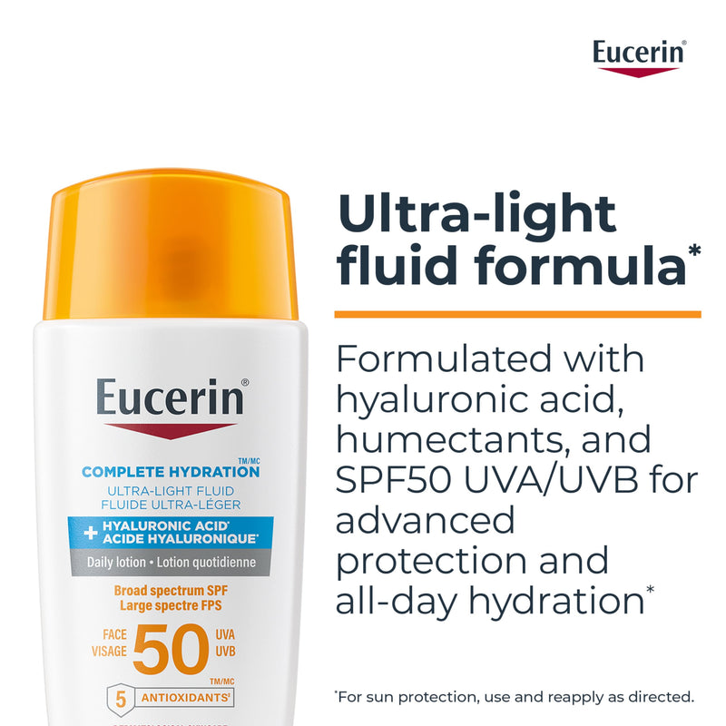 Eucerin Complete Hydration Ultra-Light Face Sunscreen SPF 50, 50 mL
