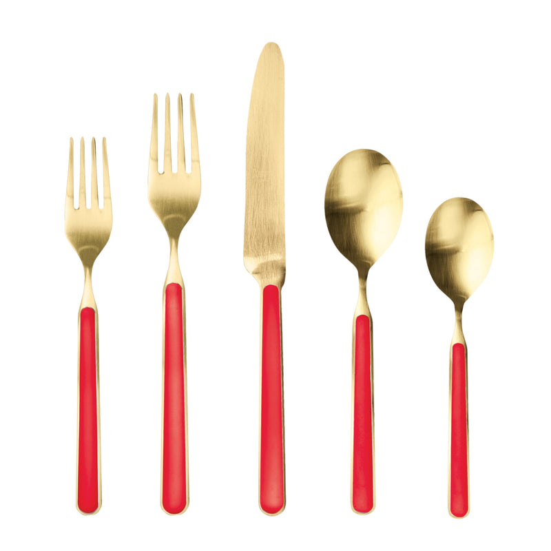 Mepra - Fantasia Ice Gold Red - 5-Piece Flatware Set