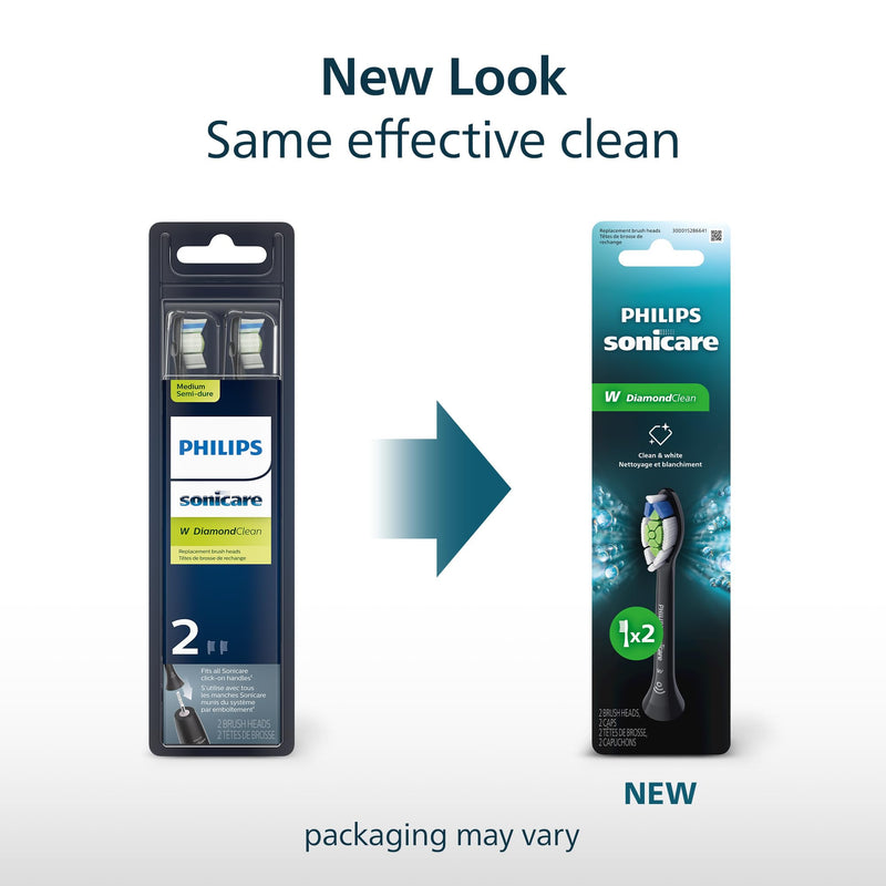 Philips Sonicare W DiamondClean Heads HX6062/95, Black, 2 Pack