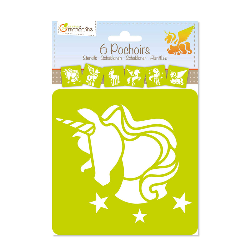 Avenue Mandarine - Unicorn Stencils (Set of 6) | 15 x 15 cm / 6 x 6 in