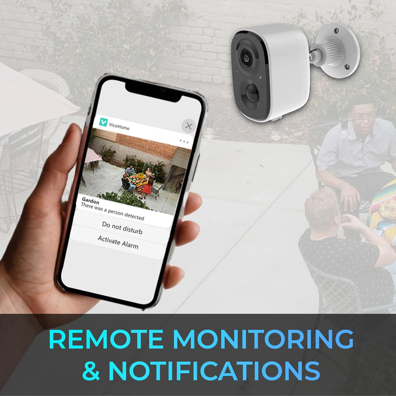 Gyration - Smart Home Outdoor/Indoor Wifi Camera 2MP Cyberview 2010 IP65 Waterproof Built in Mic Motion Detection Night Vision Rechargeable Battery - White