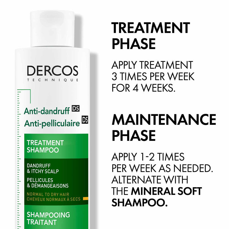 Vichy Dercos Anti-Dandruff Shampoo for Dry to Normal Hair, 200 mL