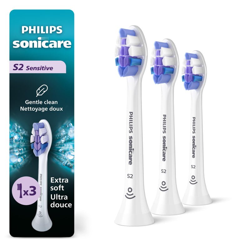 Philips Sonicare S2 Sensitive Brush Heads, White, 3 Pack