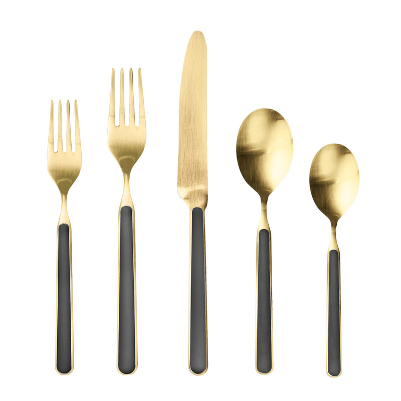 Mepra - Fantasia Ice Gold Black - 5-Piece Flatware Set