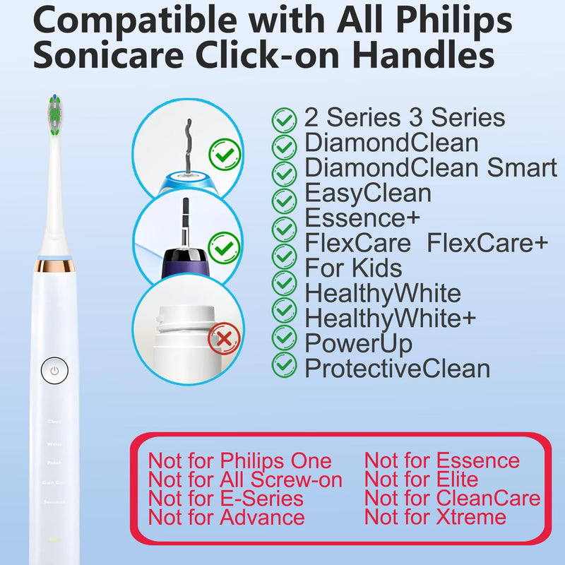 KHBD - Replacement Brush Heads for Select Philips Sonicare - White, 12 Pack
