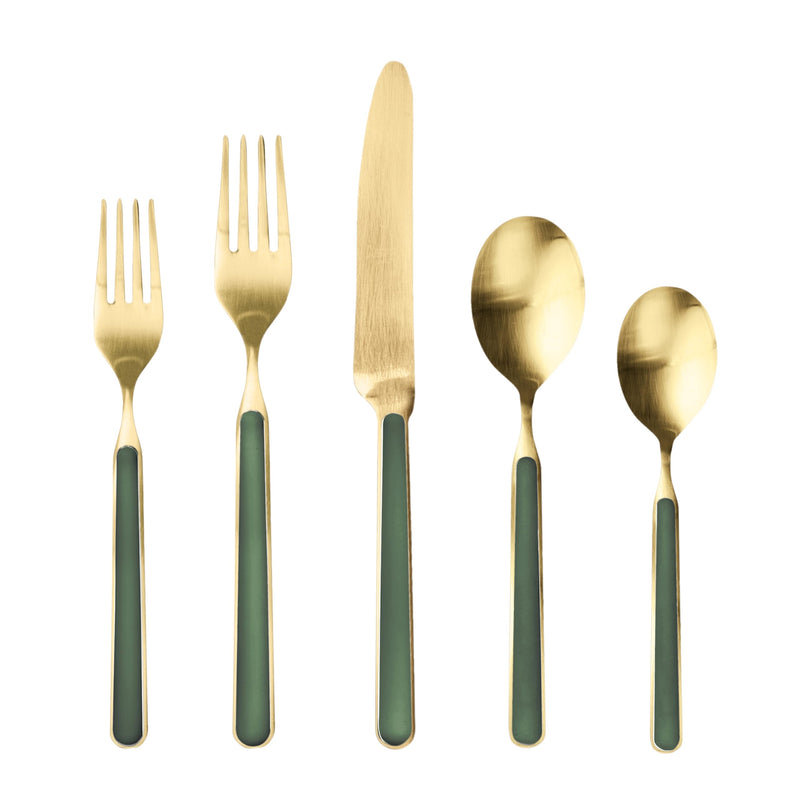 Mepra - Fantasia Ice Gold Forest Green - 5-Piece Flatware Set