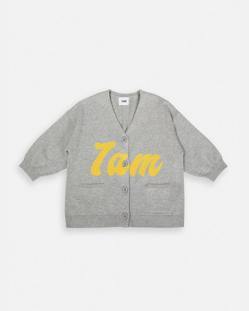 7AM - Logo Boxy Cotton Cardigan