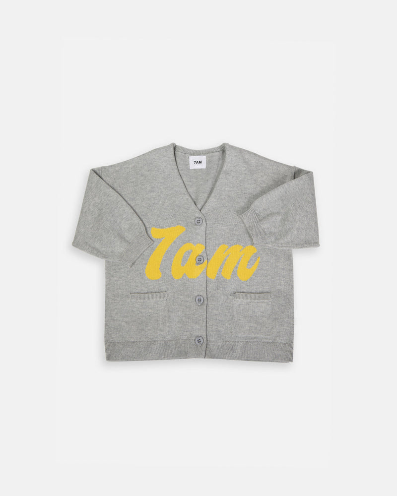 7AM - Logo Boxy Cotton Cardigan