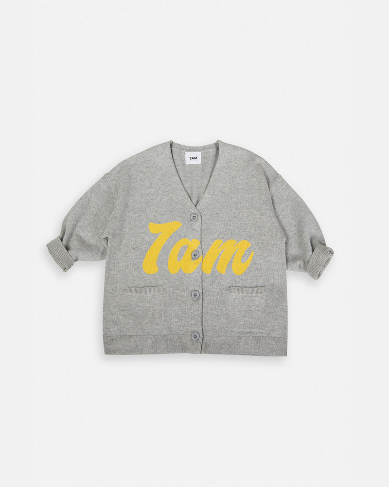 7AM - Logo Boxy Cotton Cardigan