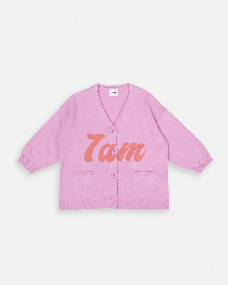 7AM - Logo Boxy Cotton Cardigan