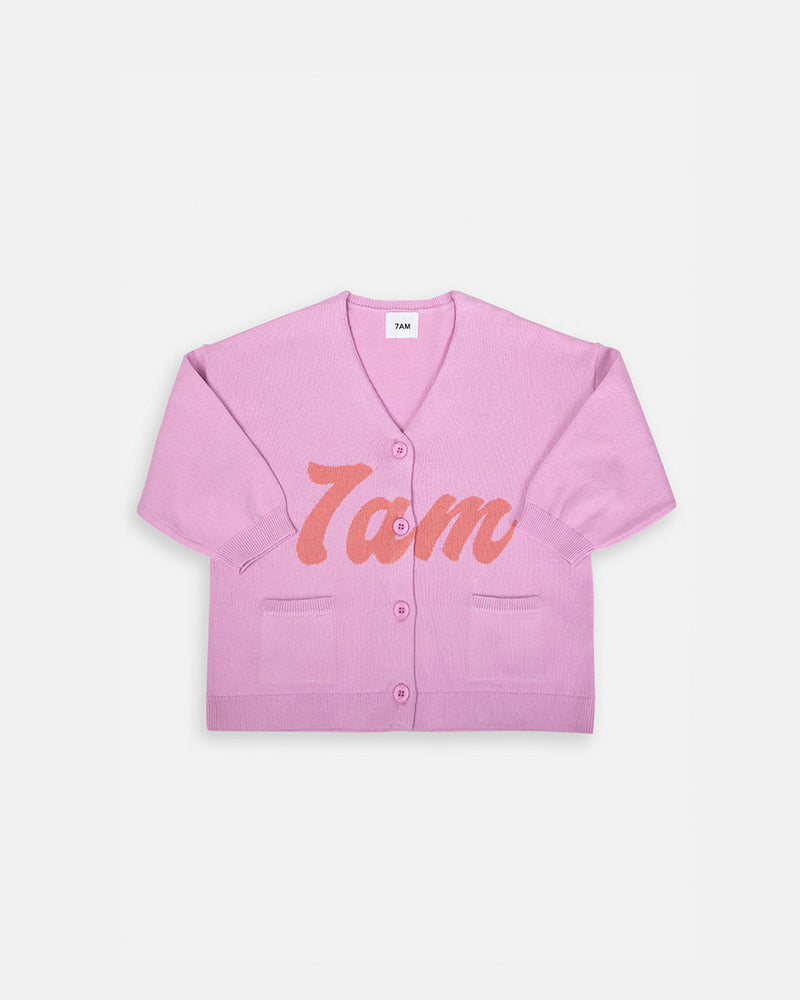 7AM - Logo Boxy Cotton Cardigan