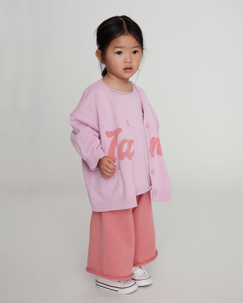 7AM - Logo Boxy Cotton Cardigan