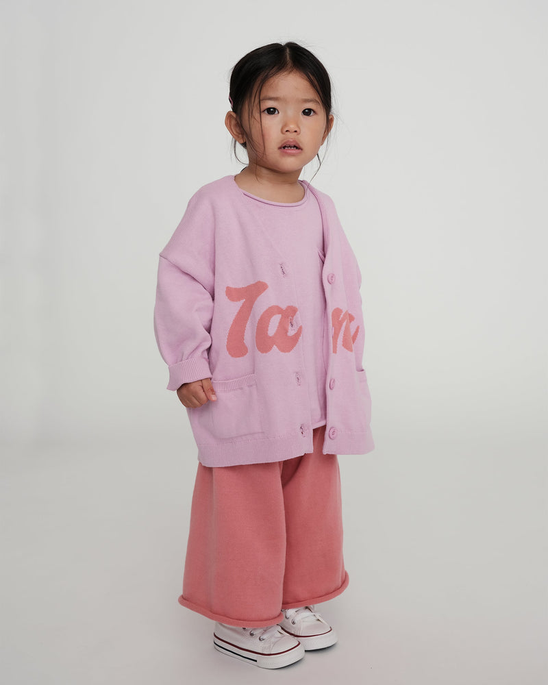 7AM - Logo Boxy Cotton Cardigan