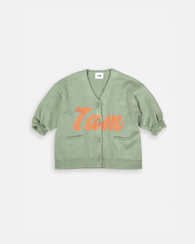 7AM - Logo Boxy Cotton Cardigan