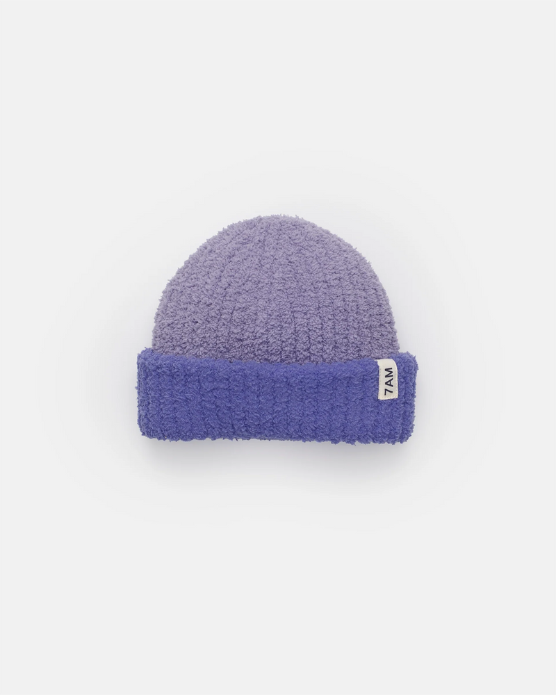 7AM - 2 - Tone Ribbed Beanie - Fuzzy