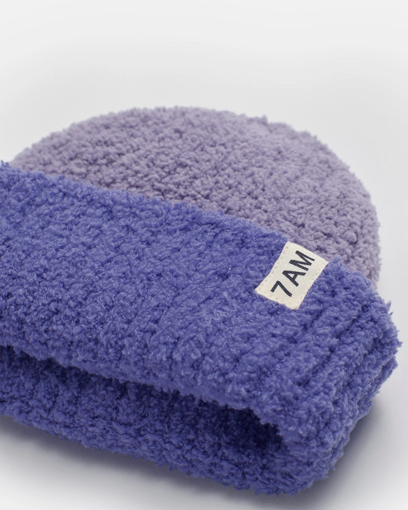 7AM - 2 - Tone Ribbed Beanie - Fuzzy