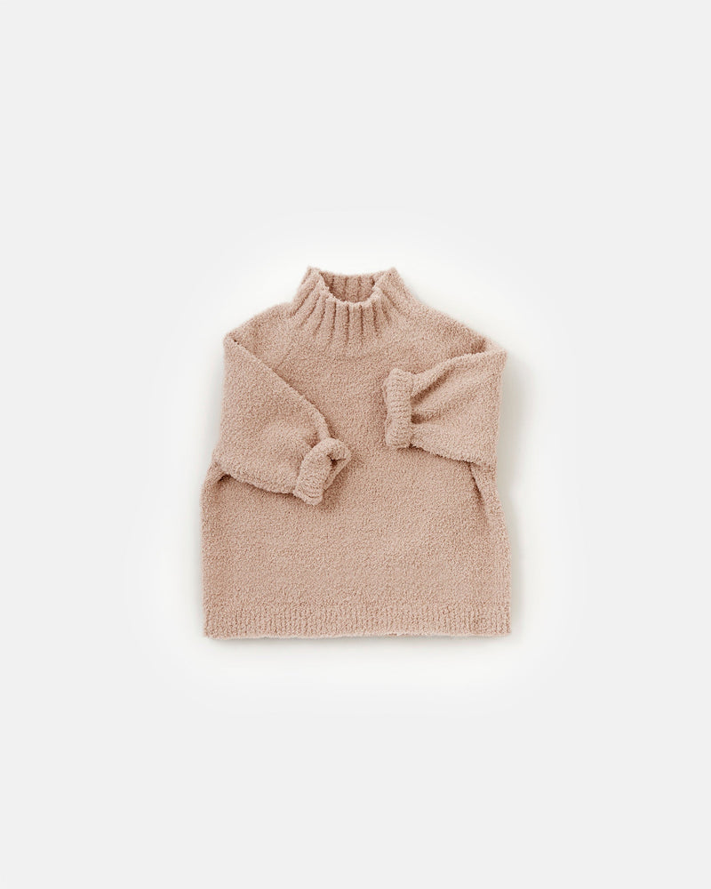 7AM - Boxy Mock Neck Sweater - Fuzzy