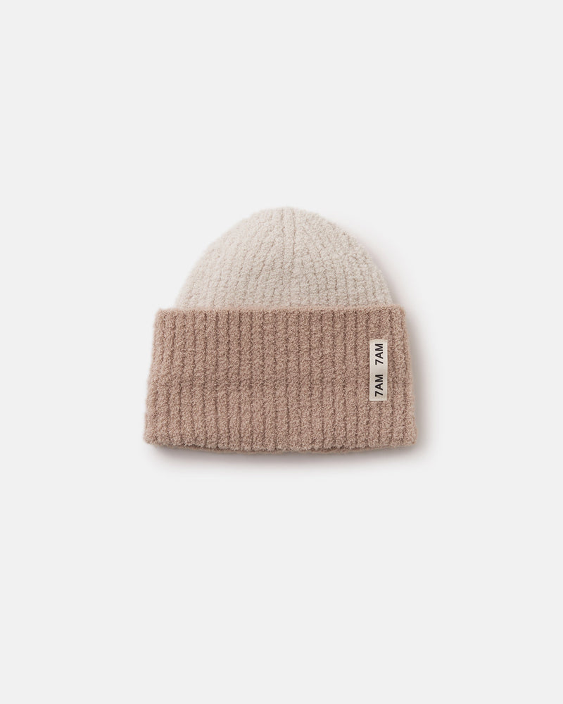 7AM - 2 - Tone Ribbed Beanie - Fuzzy