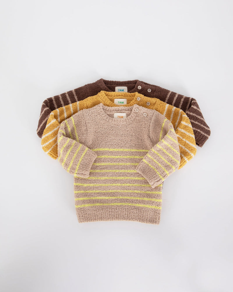 7AM - Long Sleeve Top Striped - Fuzzy