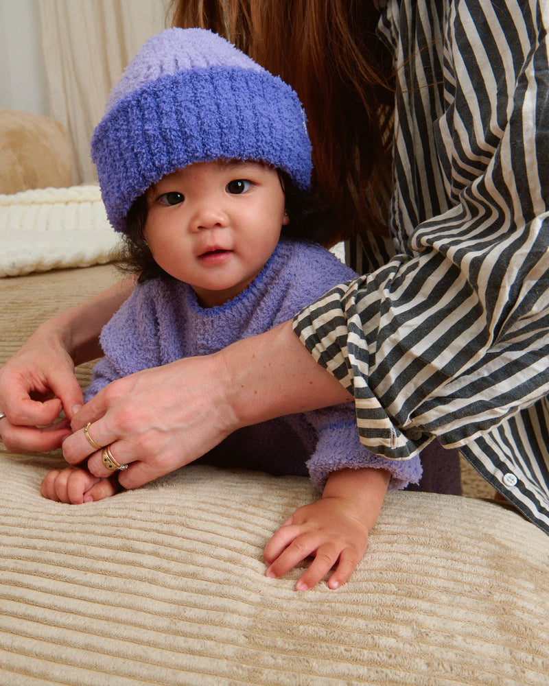 7AM - 2 - Tone Ribbed Beanie - Fuzzy