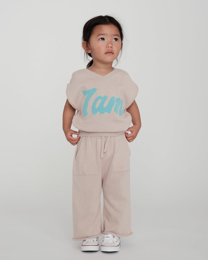 7AM Enfant - Gilet Col V Boxy Logo 7AM