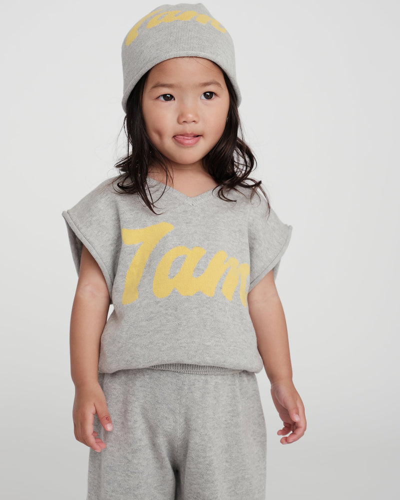 7AM Enfant - Gilet Col V Boxy 7AM Logo