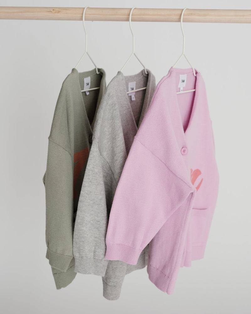 7AM - Logo Boxy Cotton Cardigan