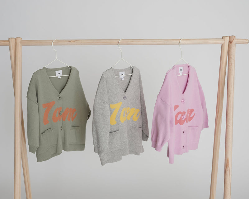 7AM - Logo Boxy Cotton Cardigan