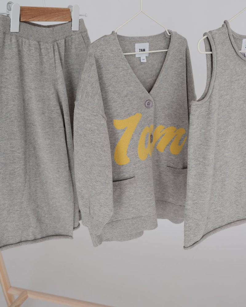 7AM - Logo Boxy Cotton Cardigan