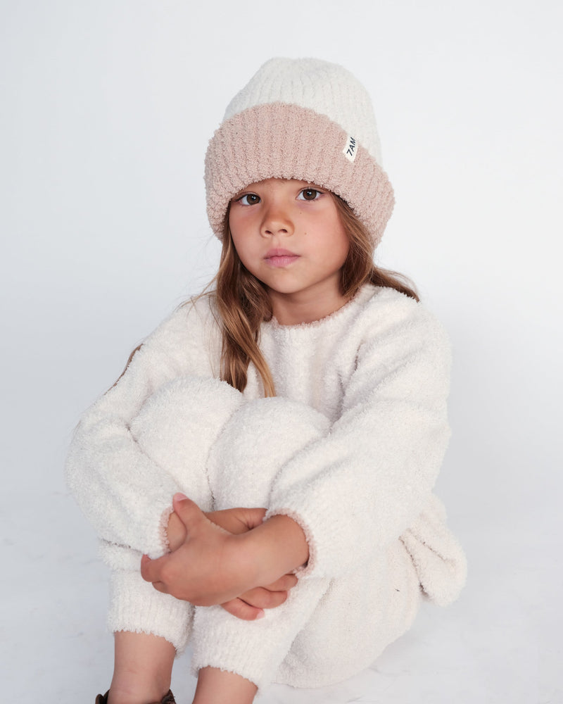 7AM - 2 - Tone Ribbed Beanie - Fuzzy