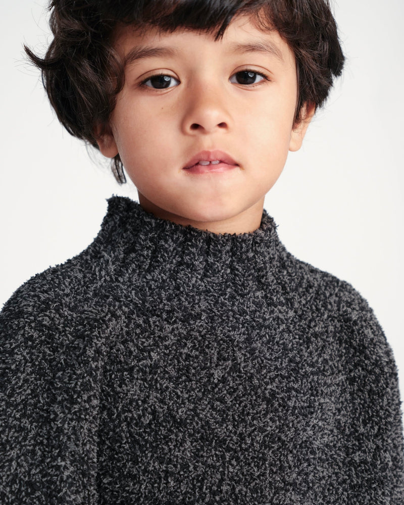 7AM - Boxy Mock Neck Sweater - Fuzzy