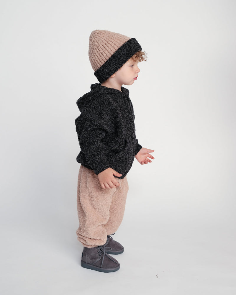 7AM - 2 - Tone Ribbed Beanie - Fuzzy