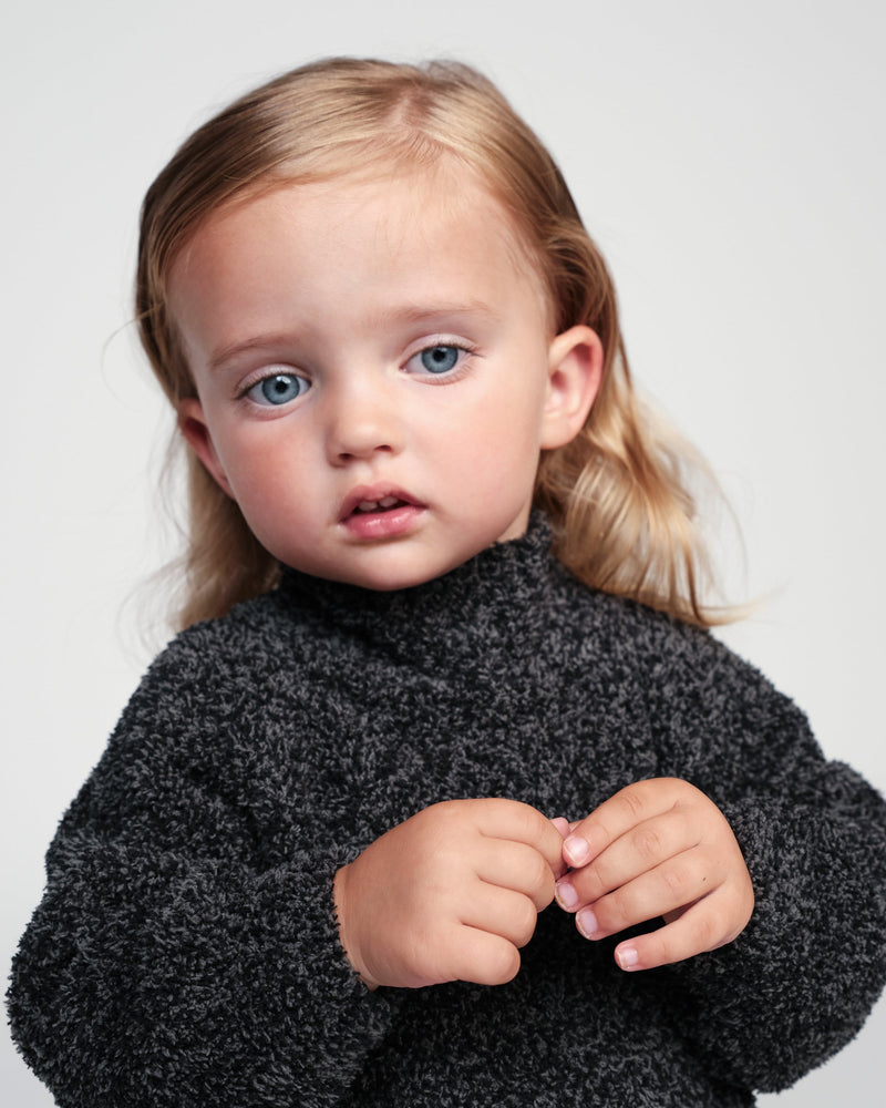 7AM - Boxy Mock Neck Sweater - Fuzzy