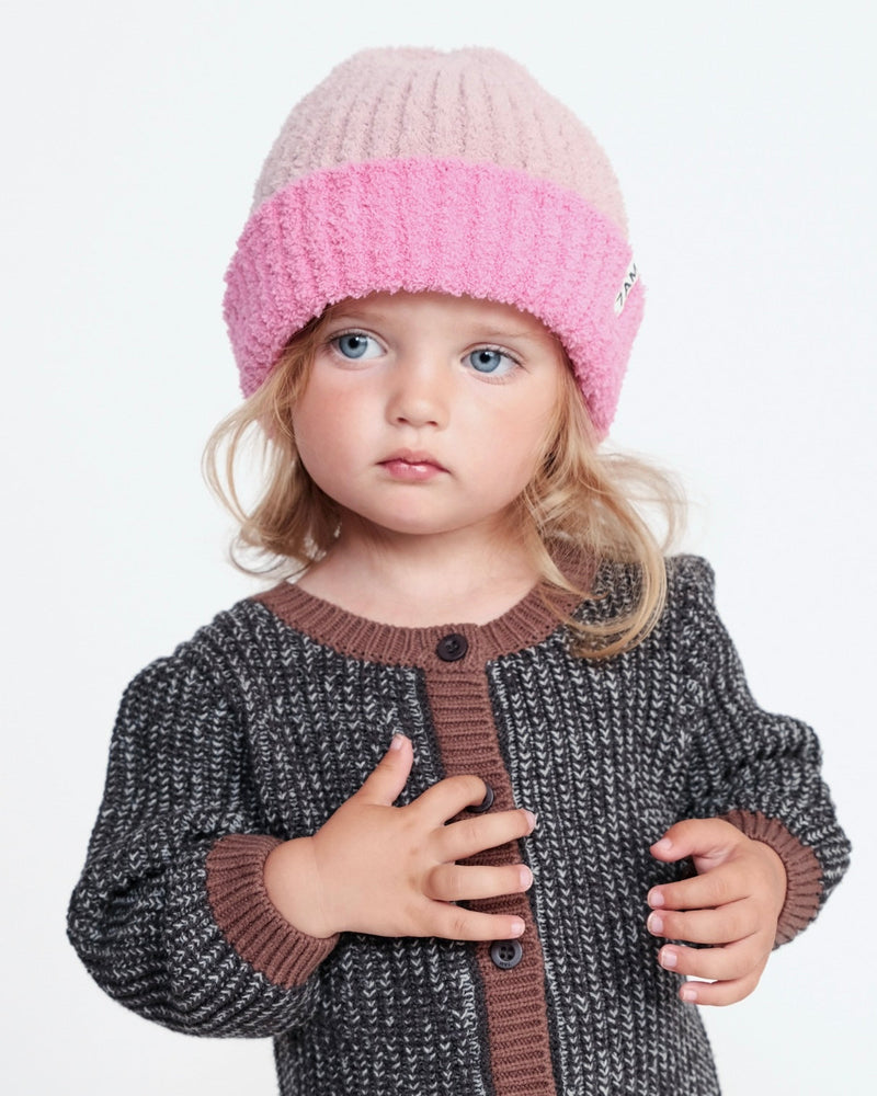 7AM - 2 - Tone Ribbed Beanie - Fuzzy
