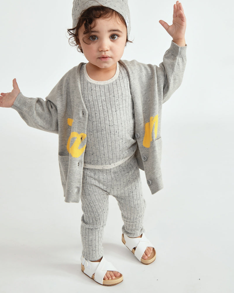 7AM - Logo Boxy Cotton Cardigan