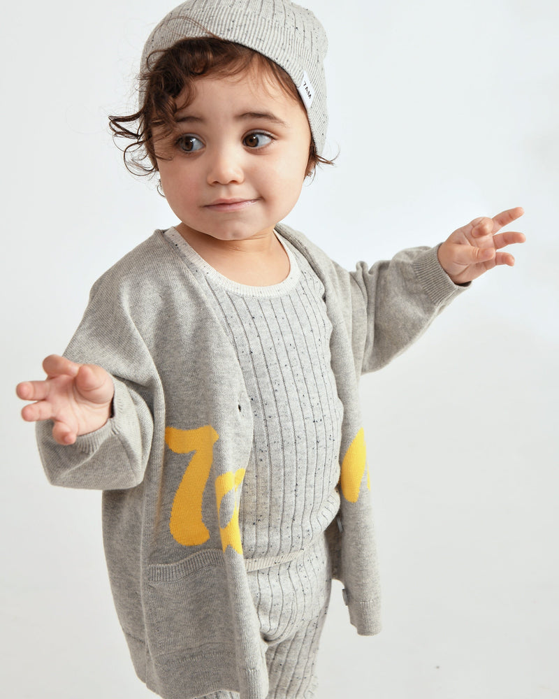 7AM - Logo Boxy Cotton Cardigan