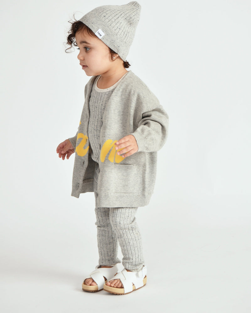 7AM - Logo Boxy Cotton Cardigan