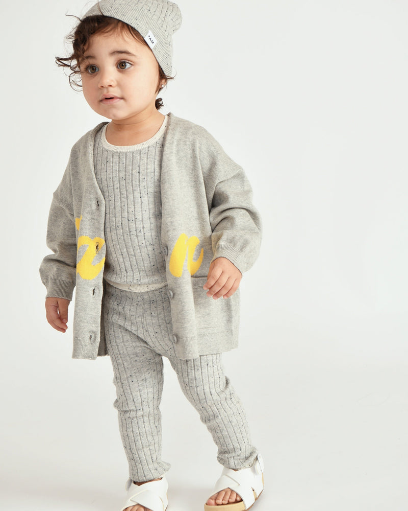 7AM - Logo Boxy Cotton Cardigan