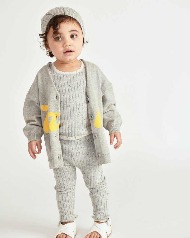 7AM - Logo Boxy Cotton Cardigan
