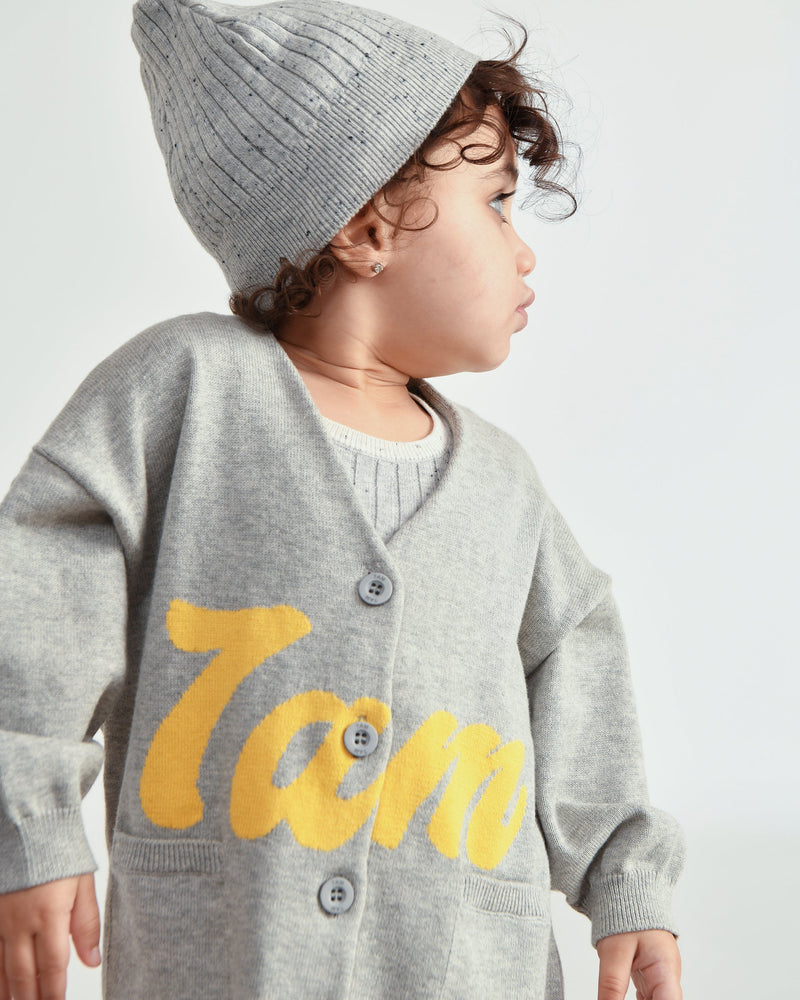 7AM - Logo Boxy Cotton Cardigan
