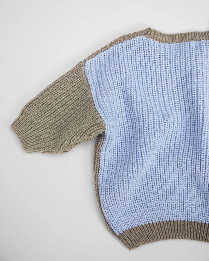 7AM - 2 - Tone Long Sleeve Sweater Apparel & Accessories Olive / Blue