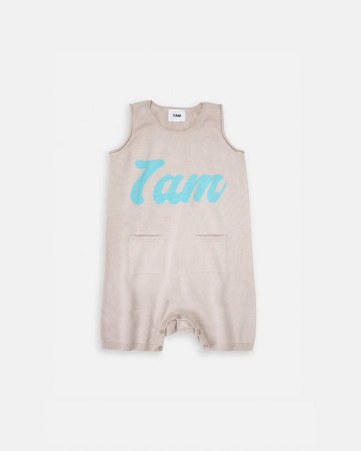 7AM - 7AM Logo Boxy Romper | Classic Boxy Infant Romper with Signature Logo Mother & Baby Oat 6 - 12M