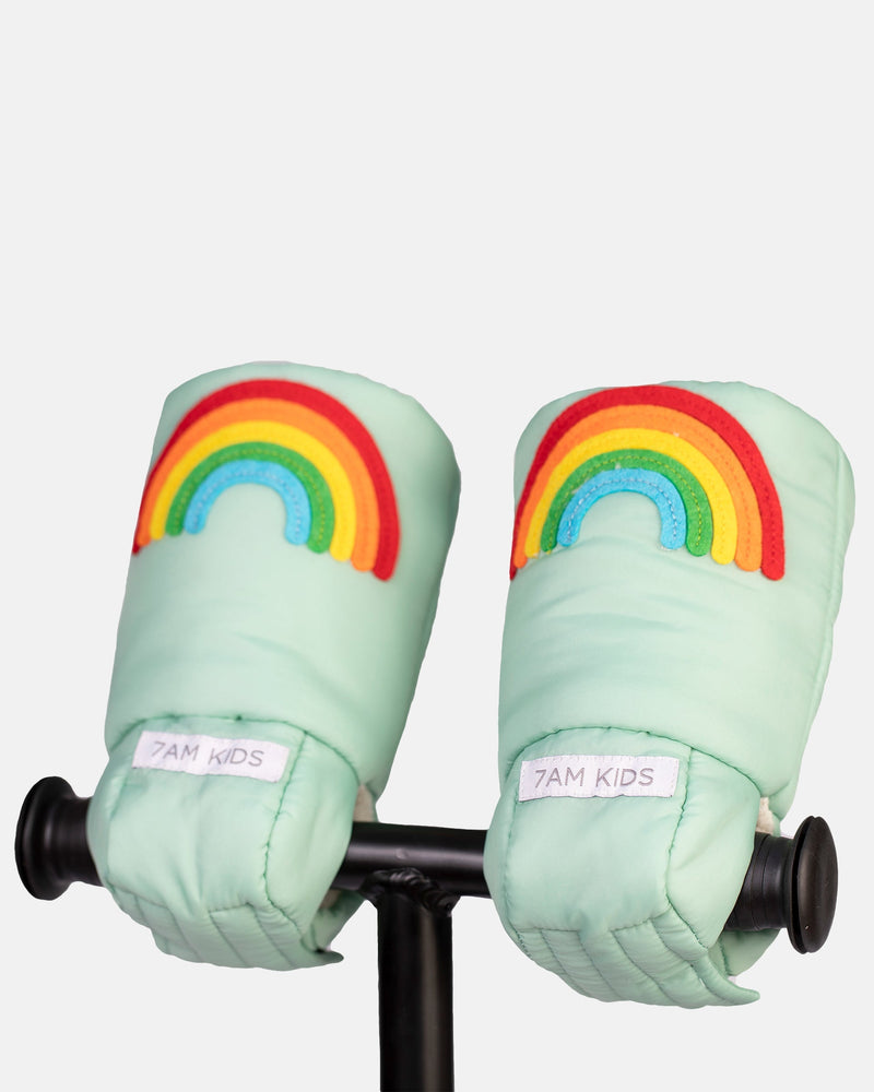 7AM Enfant - Manchons Chauffants pour Trottinette Enfants - Applique Arc-en-ciel