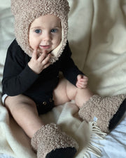 7AM - Baby Booties - Teddy | Teddy Plush Booties Cozy Soft Knit Infant Footwear Mother & Baby 0 - 6M