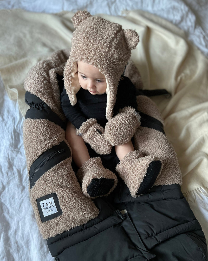 7AM - Baby Booties - Teddy | Teddy Plush Booties Cozy Soft Knit Infant Footwear Mother & Baby 0 - 6M